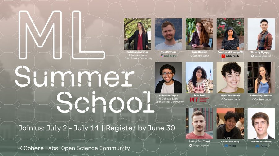 ML Summer School 2025 poster with speaker photos and dates from July 2 to July 14.
